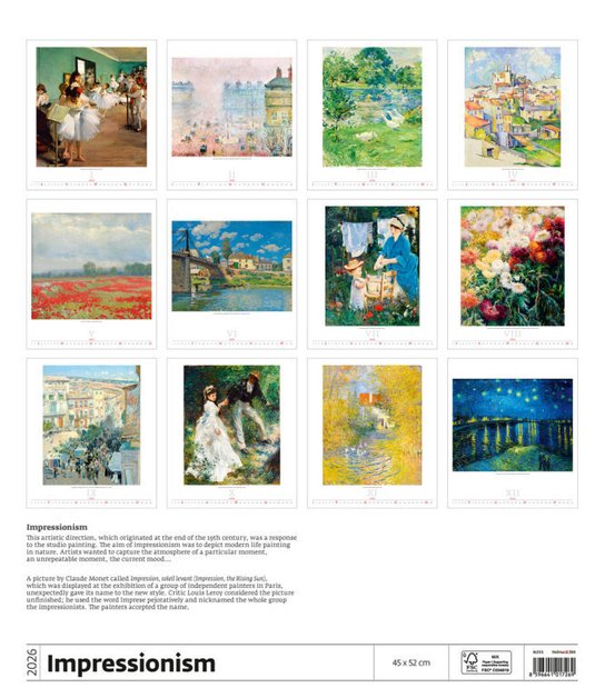 Impressionism 2026 - nástěnný kalendář