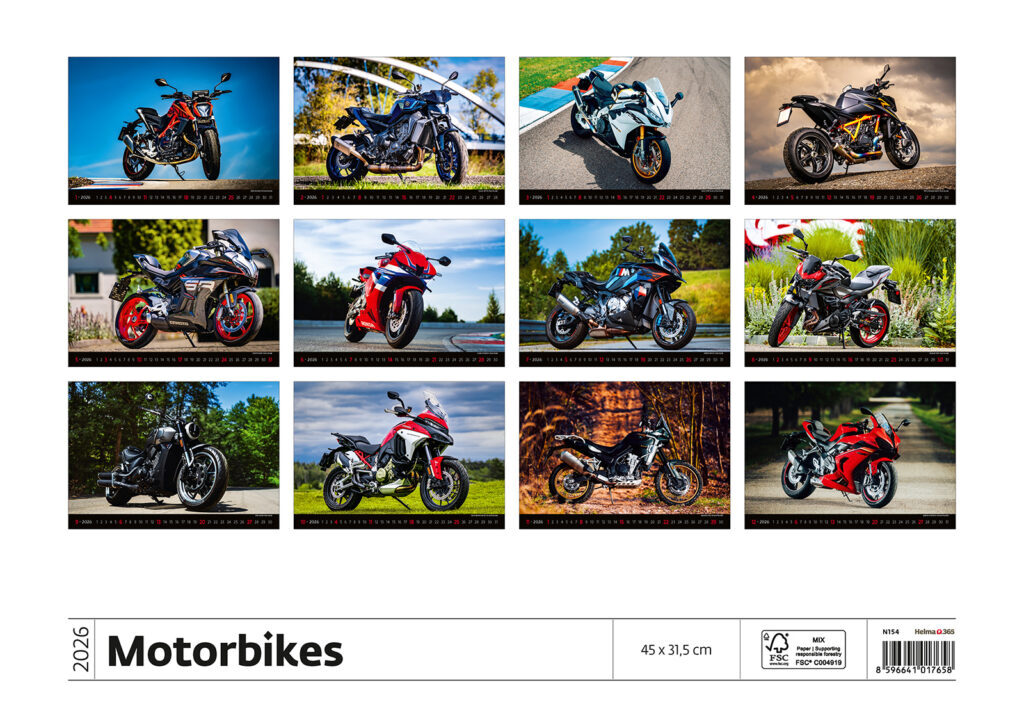 Motorbikes 2026 - nástěnný kalendář