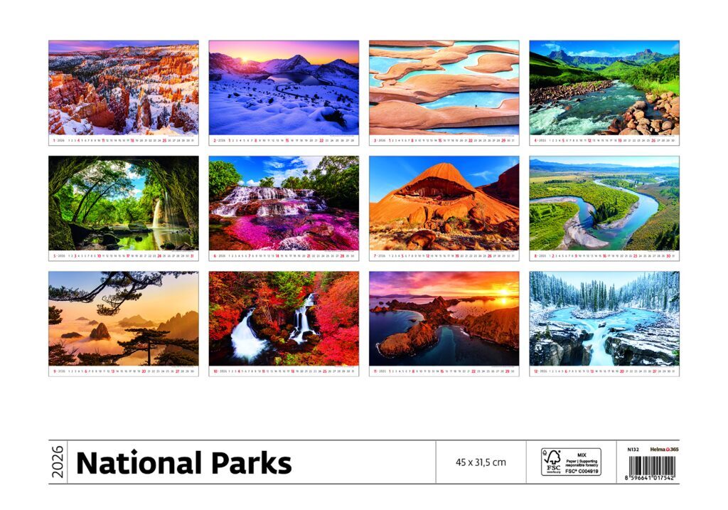 National Parks 2026 - nástěnný kalendář