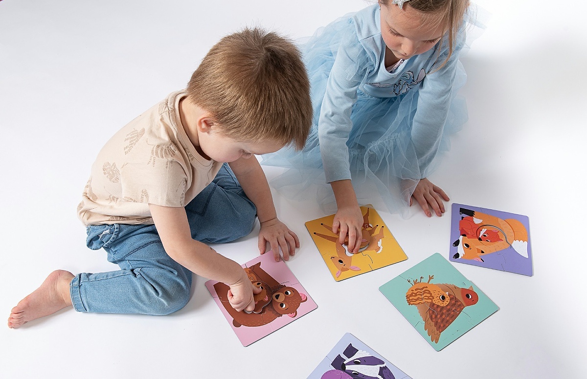 Grooosses Puzzle Tierkinder mit ihren Mamas