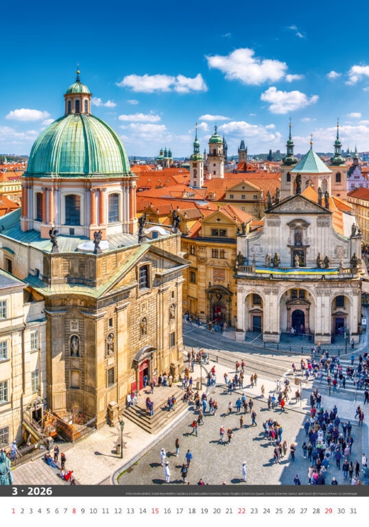 Praha 2026 - nástěnný kalendář