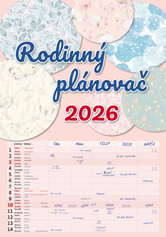 Rodinný plánovač 2026 - nástěnný kalendář