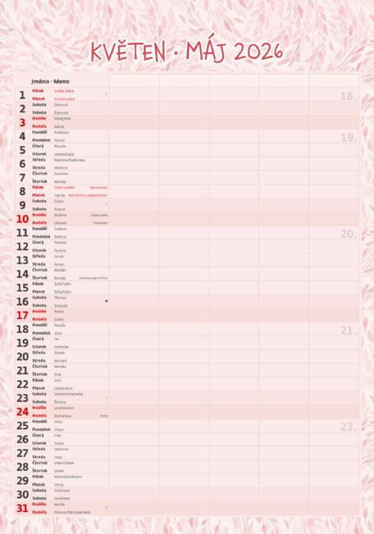 Rodinný plánovač 2026 - nástěnný kalendář