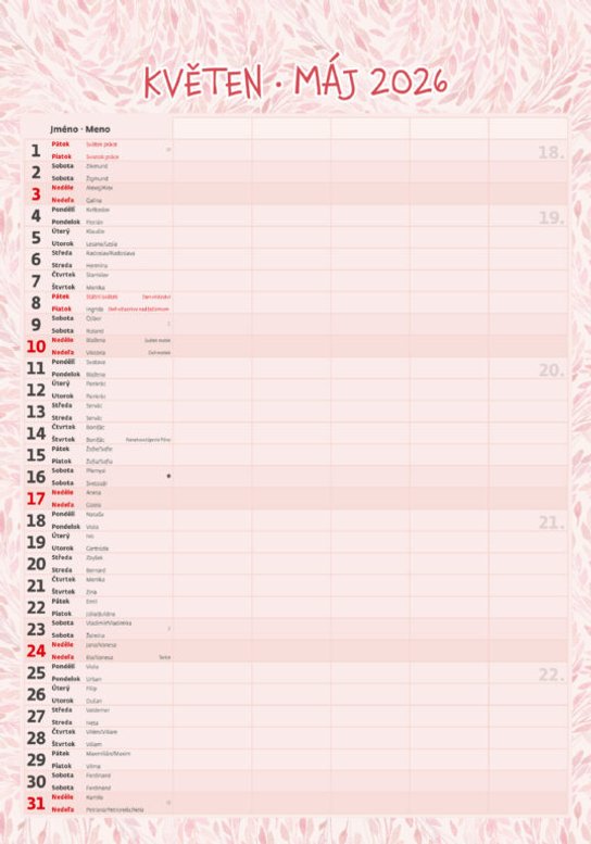Rodinný plánovač 2026 - nástěnný kalendář