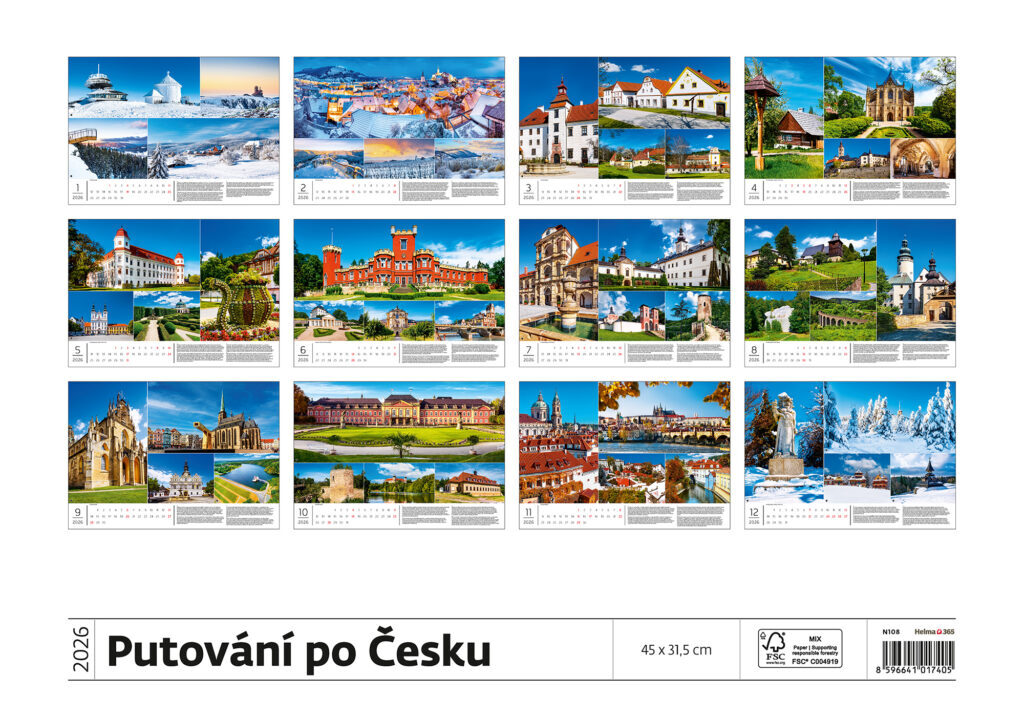 Putování po Česku 2026 - nástěnný kalendář