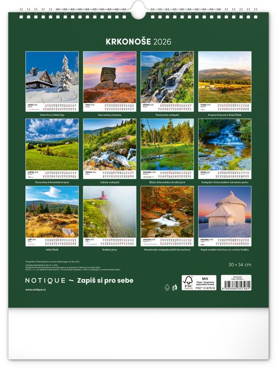 Krkonoše 2026 - nástěnný kalendář