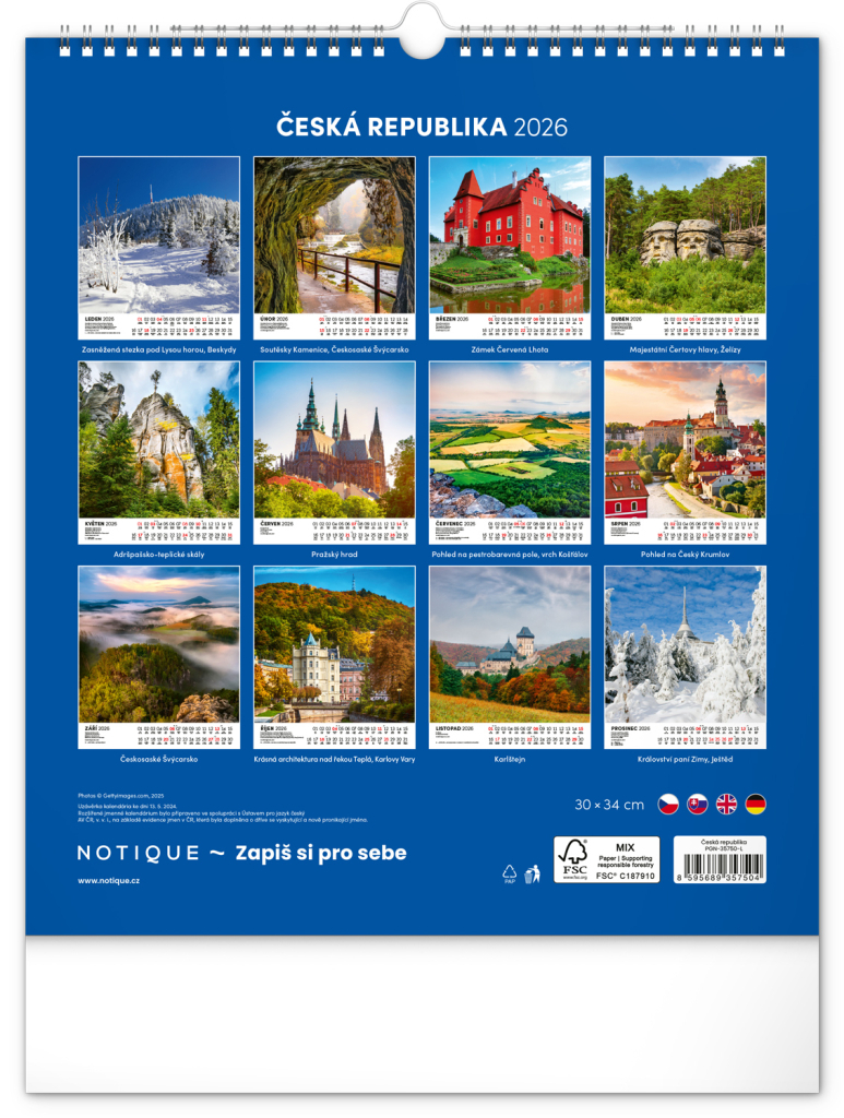 Česká republika 2026 - nástěnný kalendář