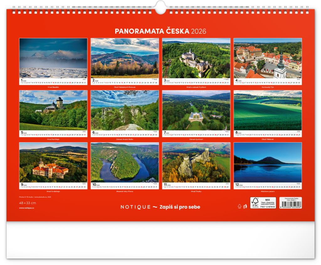 Panoramata Česka 2026 - nástěnný kalendář