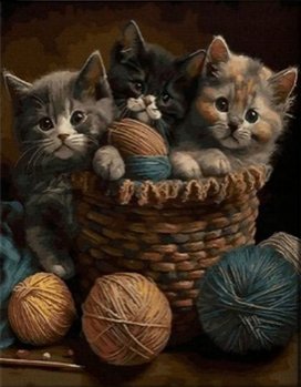 Diamantové malování Koťata v košíku 30x40cm