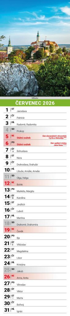 Česká republika 2026 - nástěnný kalendář, kravata