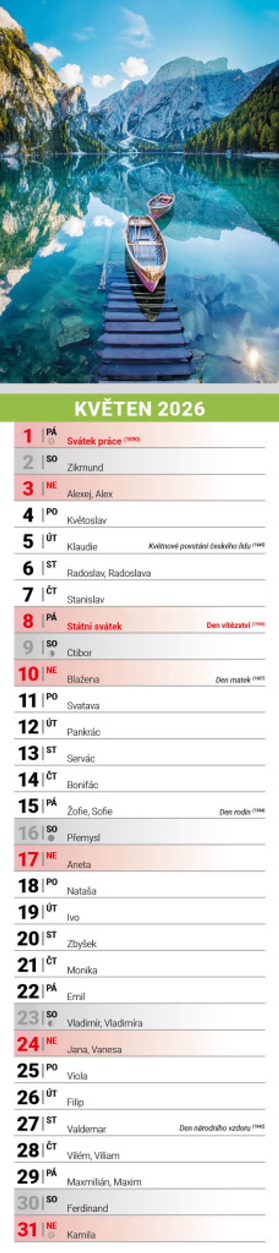 Příroda 2026 - nástěnný kalendář, kravata