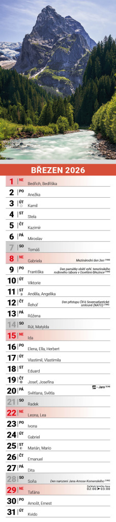 Příroda 2026 - nástěnný kalendář, kravata