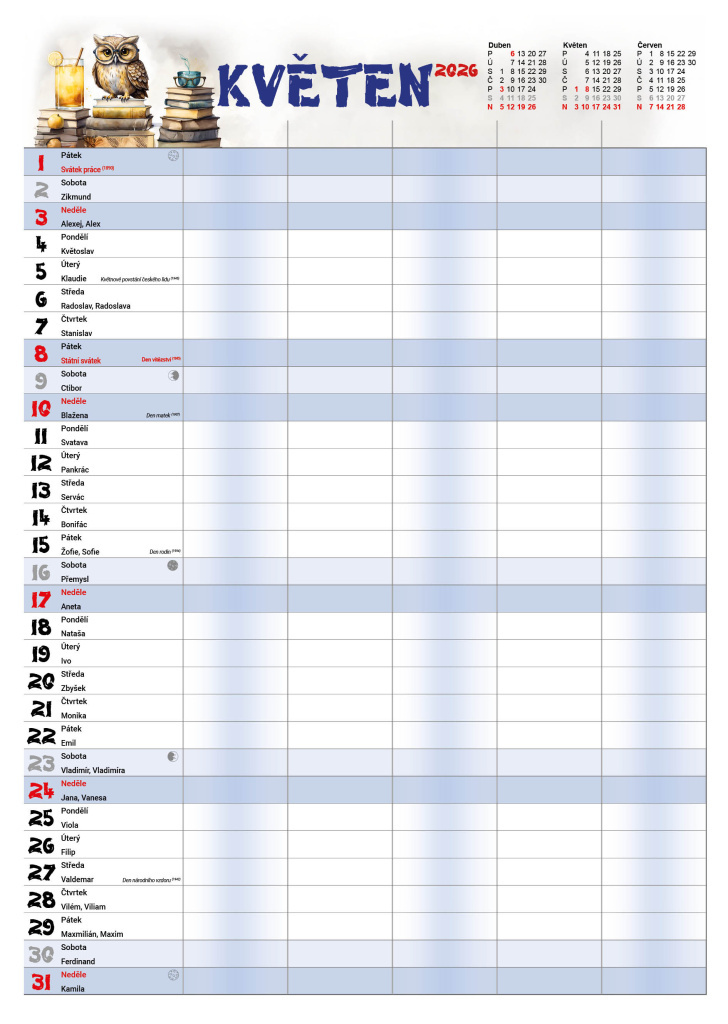 Rodinný kalendář 2026 - nástěnný kalendář