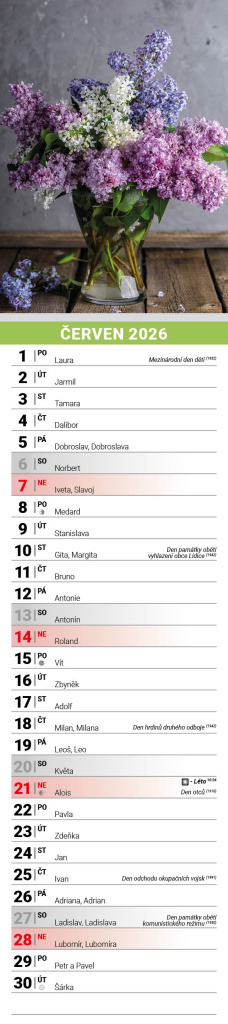 Květiny 2026 - nástěnný kalendář, kravata