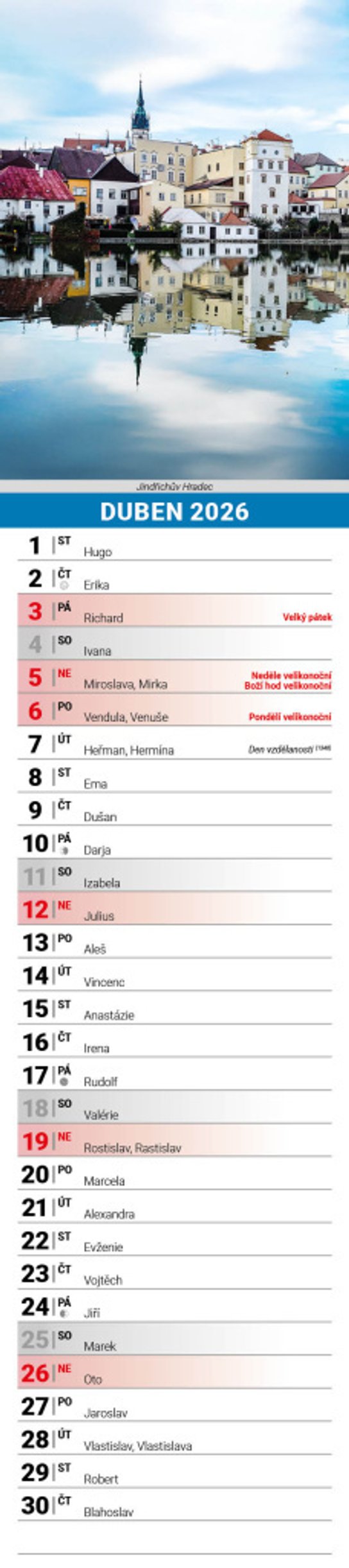 Česká republika 2026 - nástěnný kalendář, kravata