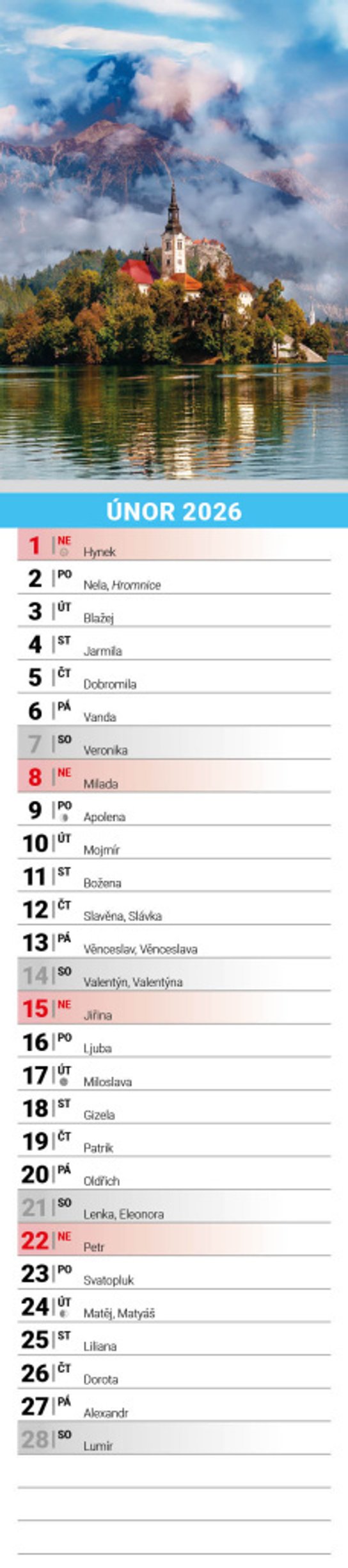 Příroda 2026 - nástěnný kalendář, kravata