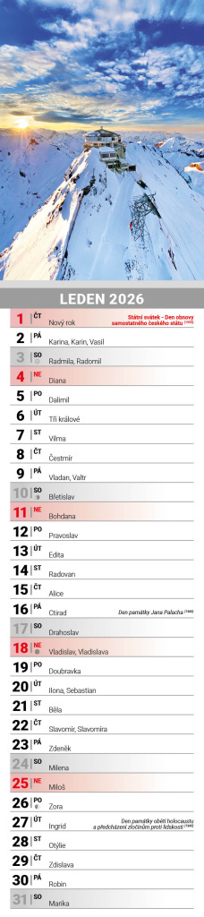 Příroda 2026 - nástěnný kalendář, kravata