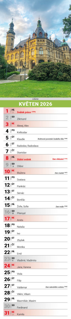 Česká republika 2026 - nástěnný kalendář, kravata