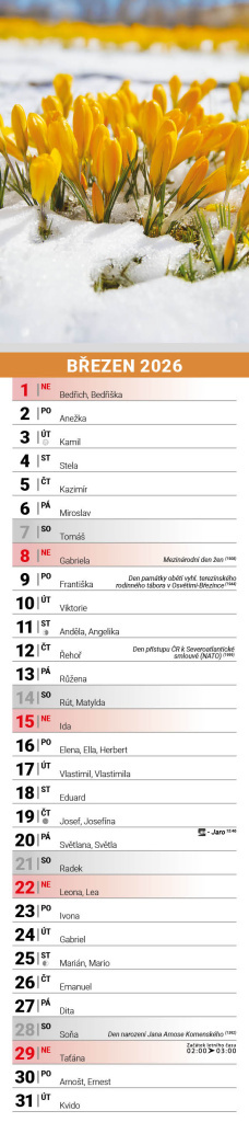Květiny 2026 - nástěnný kalendář, kravata
