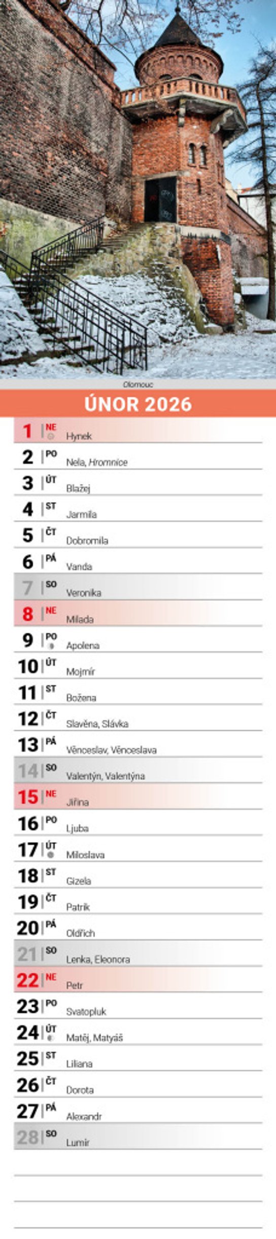 Česká republika 2026 - nástěnný kalendář, kravata