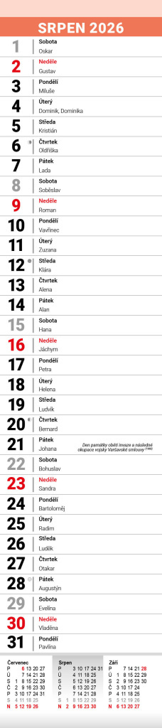Pracovní kalendář 2026 - nástěnný kalendář, kravata
