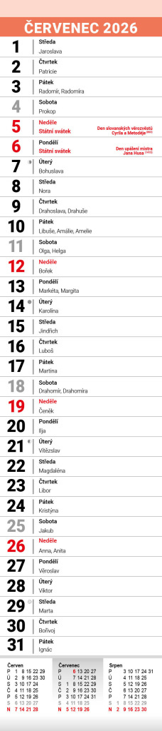 Pracovní kalendář 2026 - nástěnný kalendář, kravata