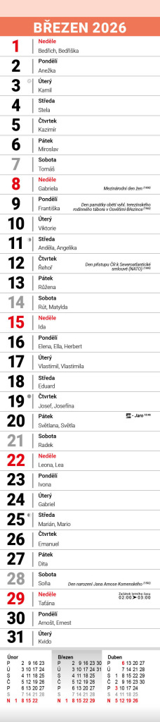 Pracovní kalendář 2026 - nástěnný kalendář, kravata