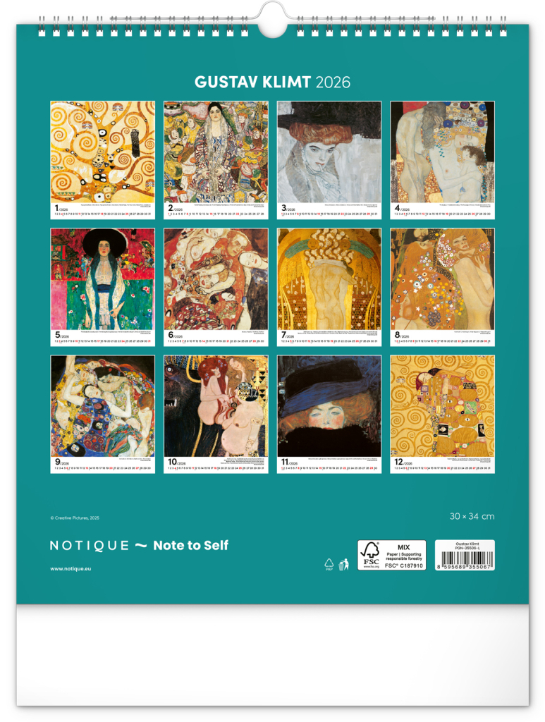 Gustav Klimt 2026 - nástěnný kalendář