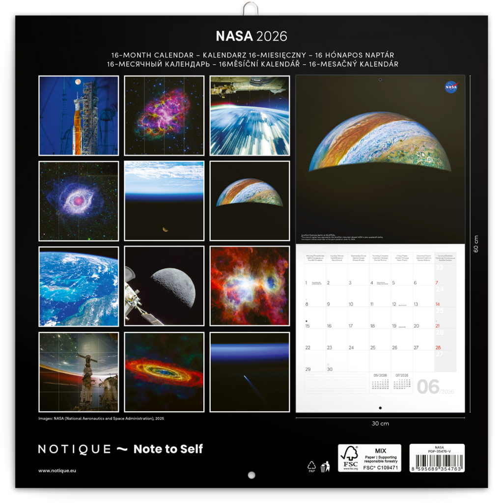 NASA 2026 - nástěnný kalendář