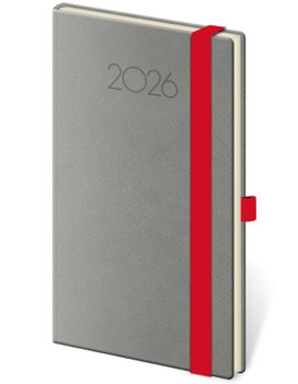 Kapesní diář 2026 New Praga tmavě šedý s gumičkou