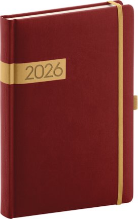 Denní diář 2026 Twill bordó-zlatý