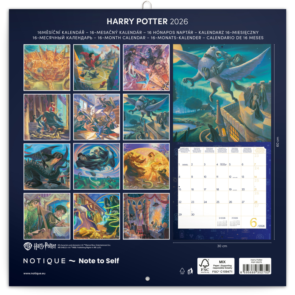 Poznámkový kalendář Harry Potter 2026 - nástěnný kalendář