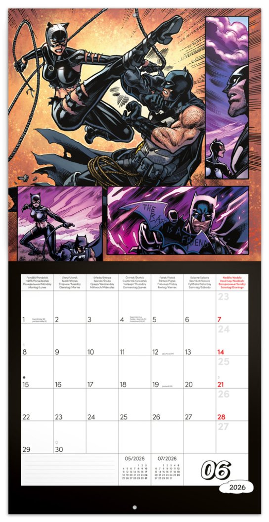 Poznámkový kalendář Batman Comics 2026 - nástěnný kalendář