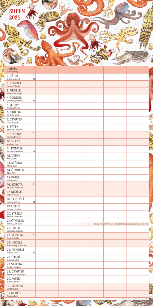 Rodinný plánovací kalendář Animalium 2026 - nástěnný kalendář