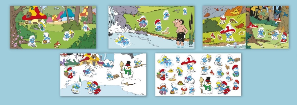 Hraj si se/so samolepkami Šmoulové