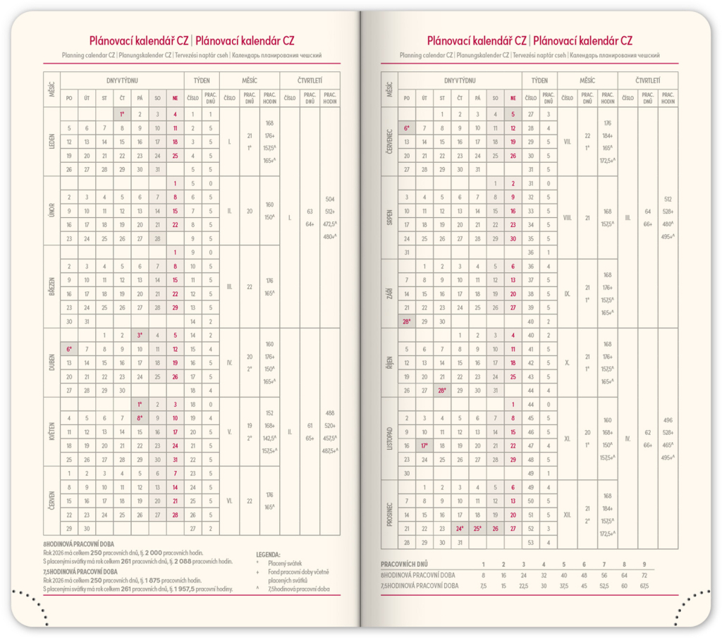 Kapesní diář Diamante 2026 červený