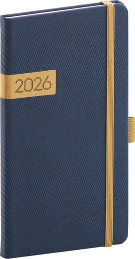 Kapesní diář Twill 2026 modro-zlatý