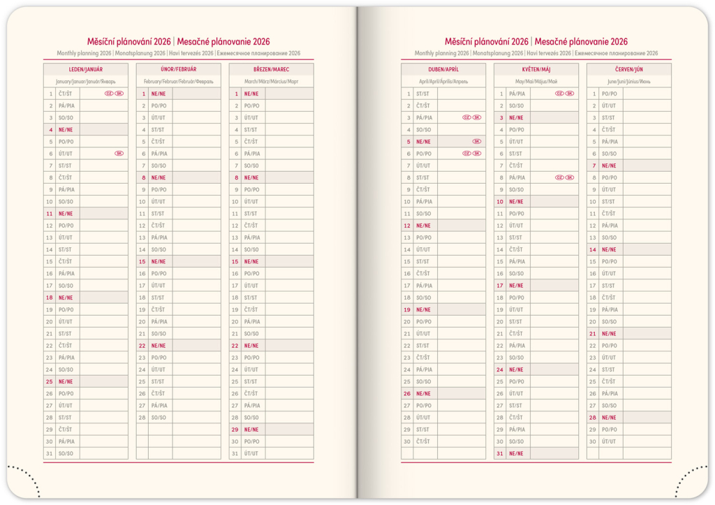 Týdenní diář Twill 2026 modro-zlatý