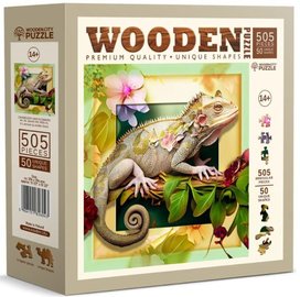 Dřevěné puzzle Chameleon a květiny 505 dílků