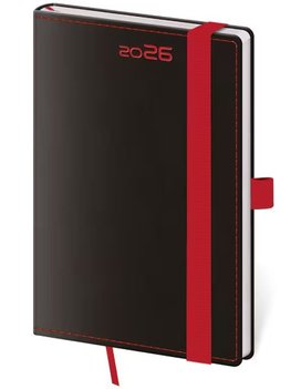 Kapesní diář 2026 Black Red s poutkem