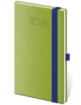 Kapesní diář 2026 New Praga zelený s gumičkou
