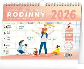Týdenní rodinný plánovací kalendář s háčkem 2026