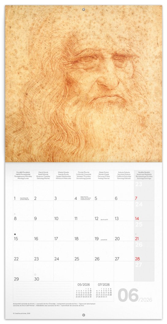 Poznámkový kalendář Leonardo da Vinci 2026 - nástěnný kalendář
