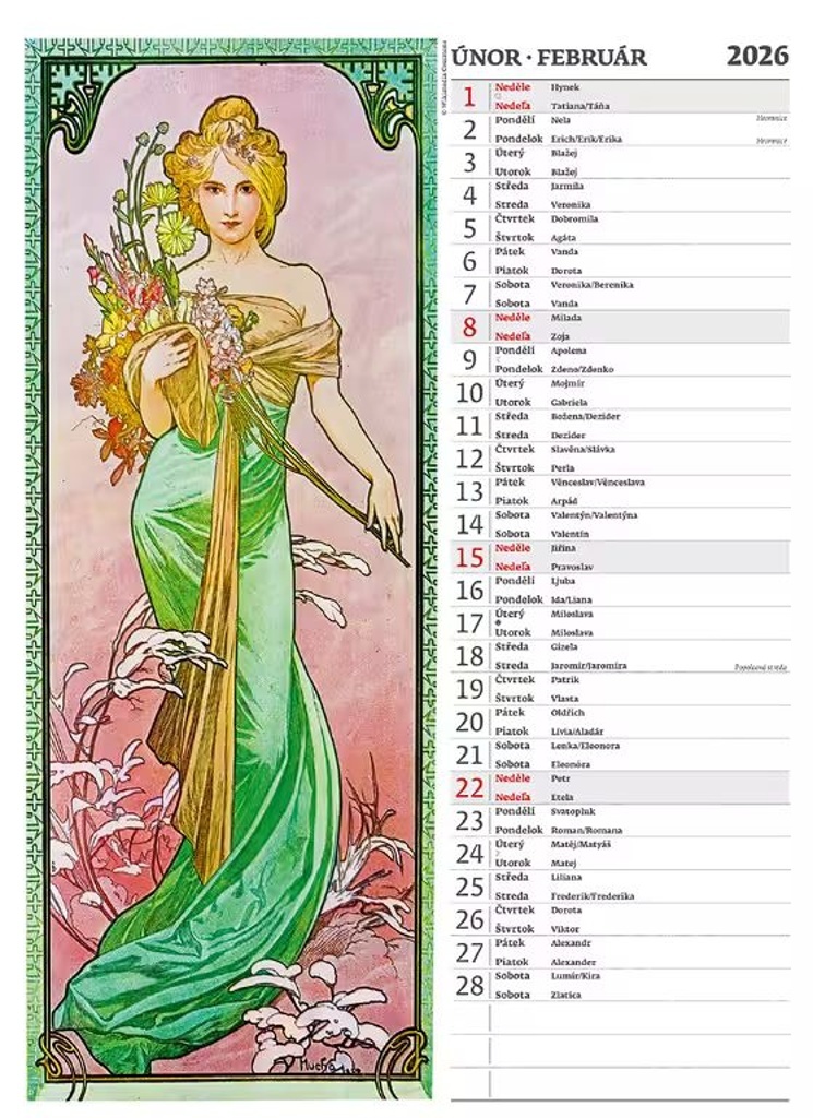 Alfons Mucha 2026 - nástěnný kalendář