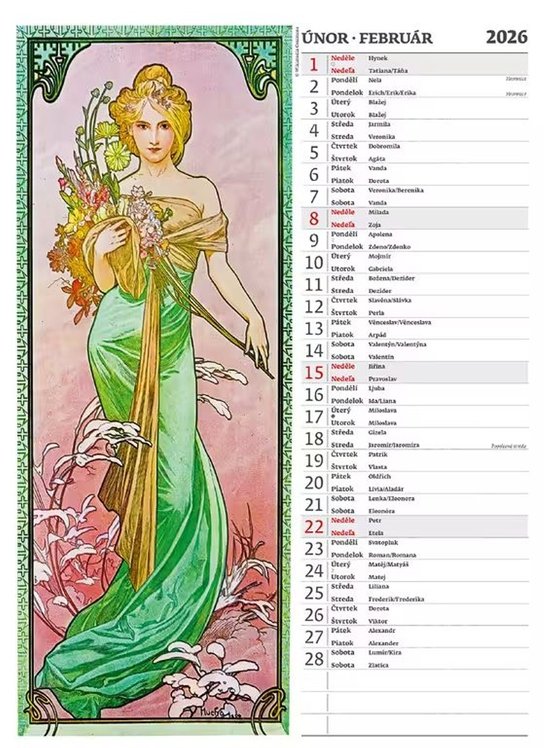 Alfons Mucha 2026 - nástěnný kalendář