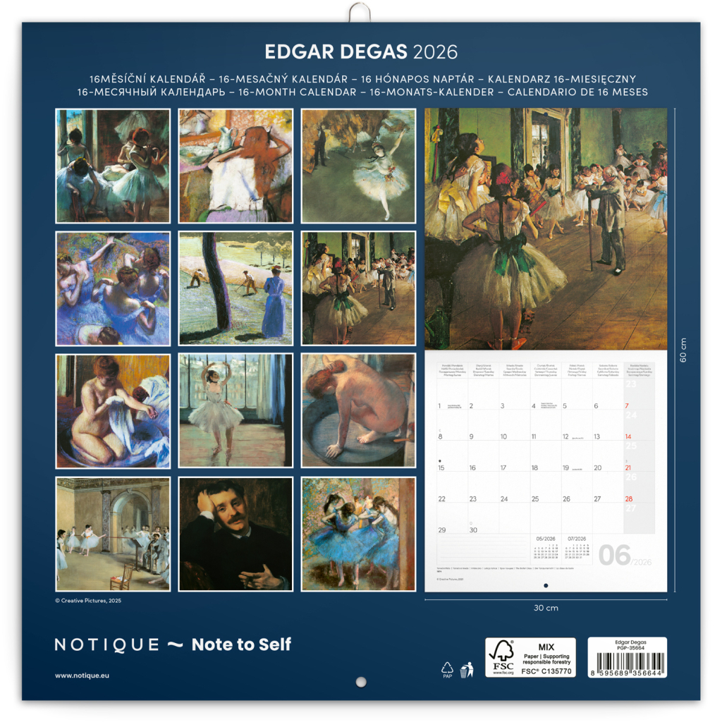 Poznámkový kalendář Edgar Degas 2026 - nástěnný kalendář