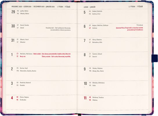 Planbook diář/notes Kytice 2026