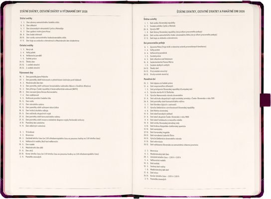 Planbook diář/notes Fialové květy 2026
