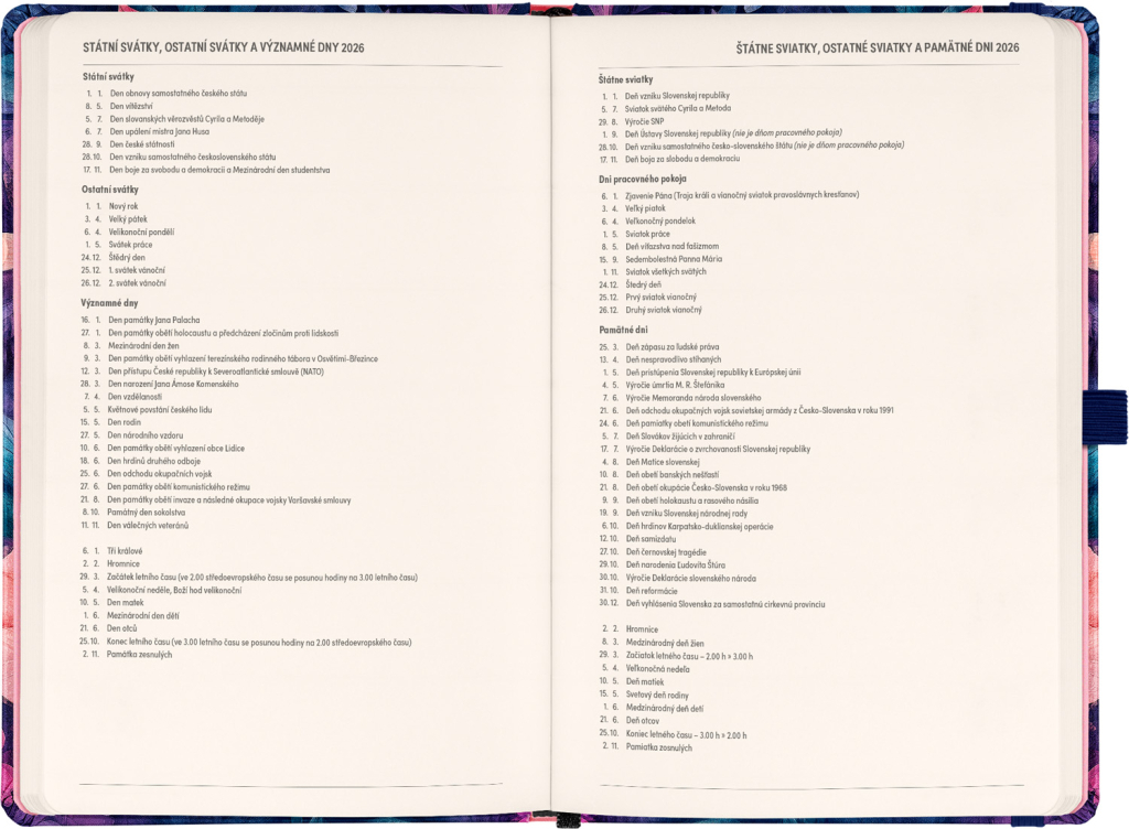 Planbook diář/notes Kytice 2026