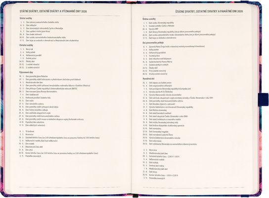 Planbook diář/notes Kytice 2026